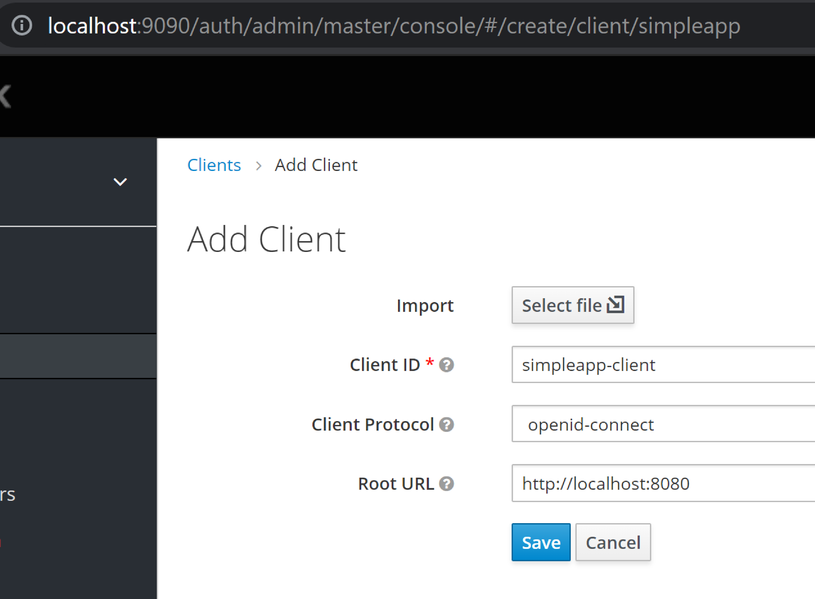 create simpleapp client
