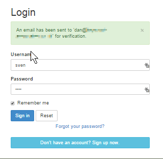 sign up login page after sign up